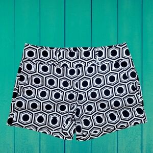 New York & Company 3" Retro Inspired Black & White Geometeric Print Shorts SZ 6